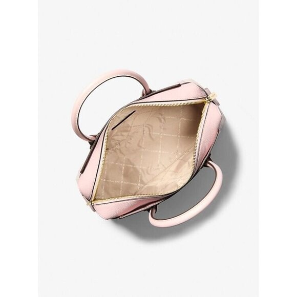 Michael Kors Medium Satchel Bag Belted Pink Blush Pebbled Leather NEW - Picture 3 of 3